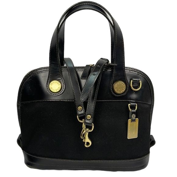 Dooney & Bourke Handbags - Vintage Dooney & Bourke Midnight Black Cabriolet Cloth Satchel Shoulder Bag EUC